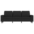 Trivietė sofa su pakoja, juodos spalvos, 180cm, audinys