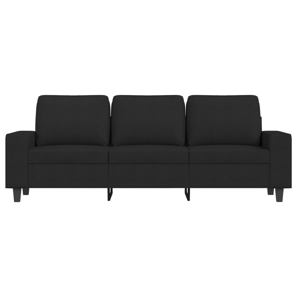 Trivietė sofa su pakoja, juodos spalvos, 180cm, audinys