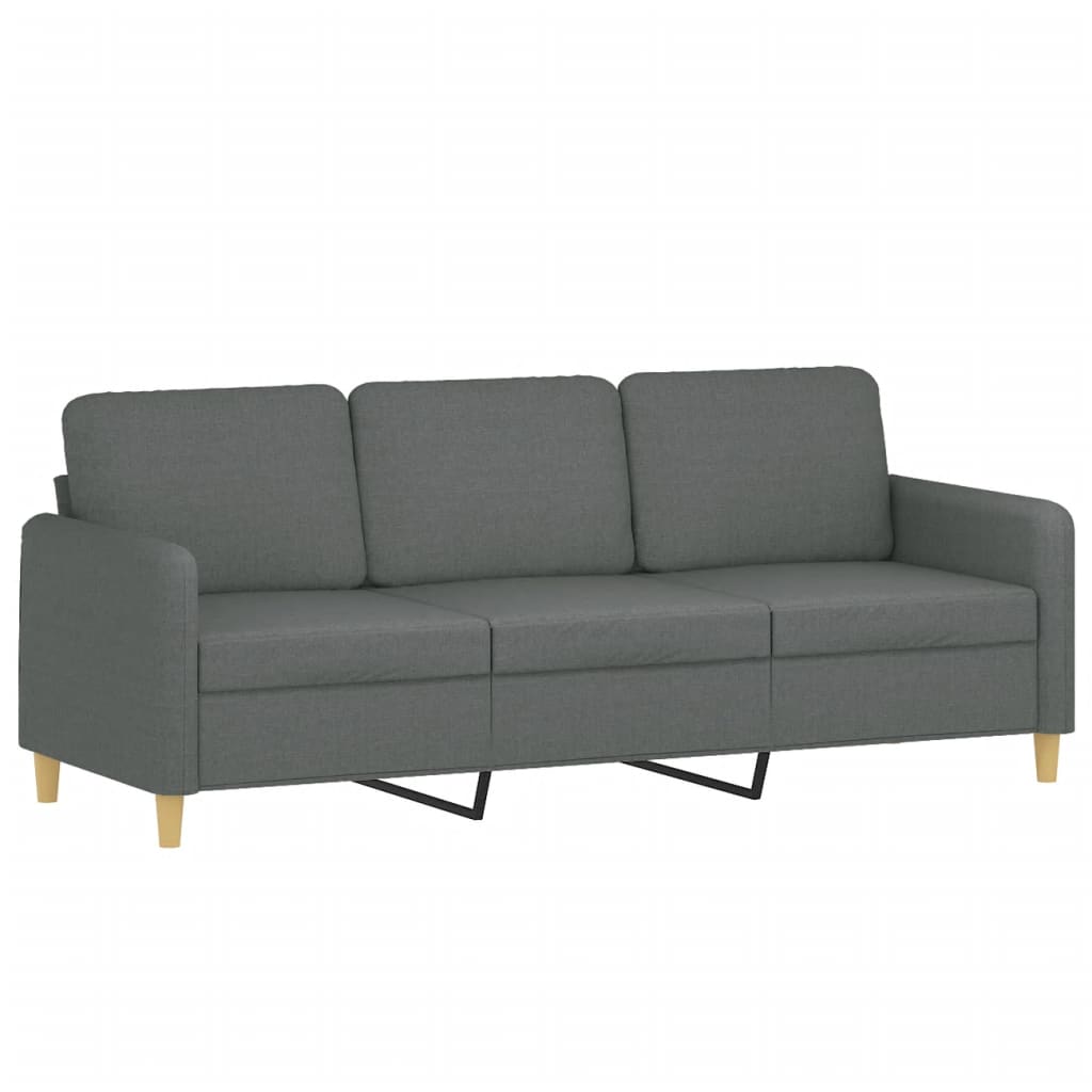 Trivietė sofa su pakoja, tamsiai pilkos spalvos, 180cm, audinys