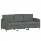 Trivietė sofa su pakoja, tamsiai pilkos spalvos, 180cm, audinys