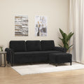 Trivietė sofa su pakoja, juodos spalvos, 180cm, aksomas