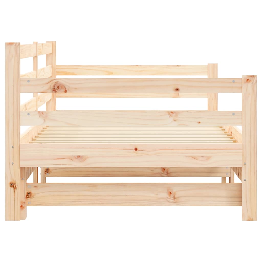 Lova su ištraukiama dalimi, 90x200cm, pušies medienos masyvas