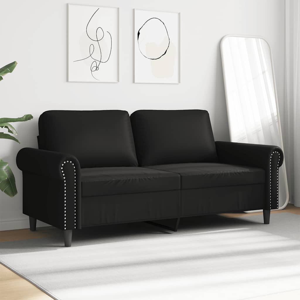 Dvivietė sofa, juodos spalvos, 140cm, dirbtinė oda