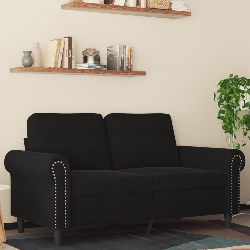Dvivietė sofa, juodos spalvos, 120cm, aksomas