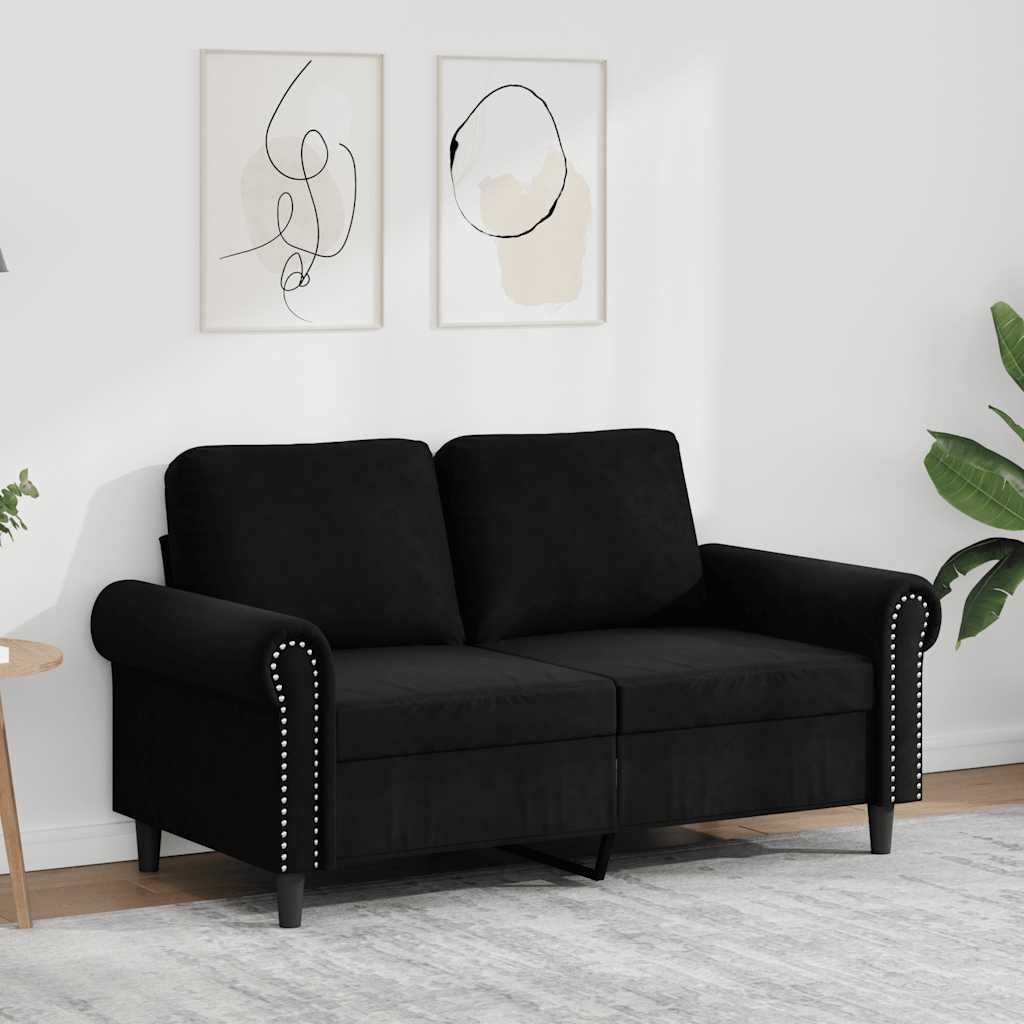 Dvivietė sofa, juodos spalvos, 120cm, aksomas