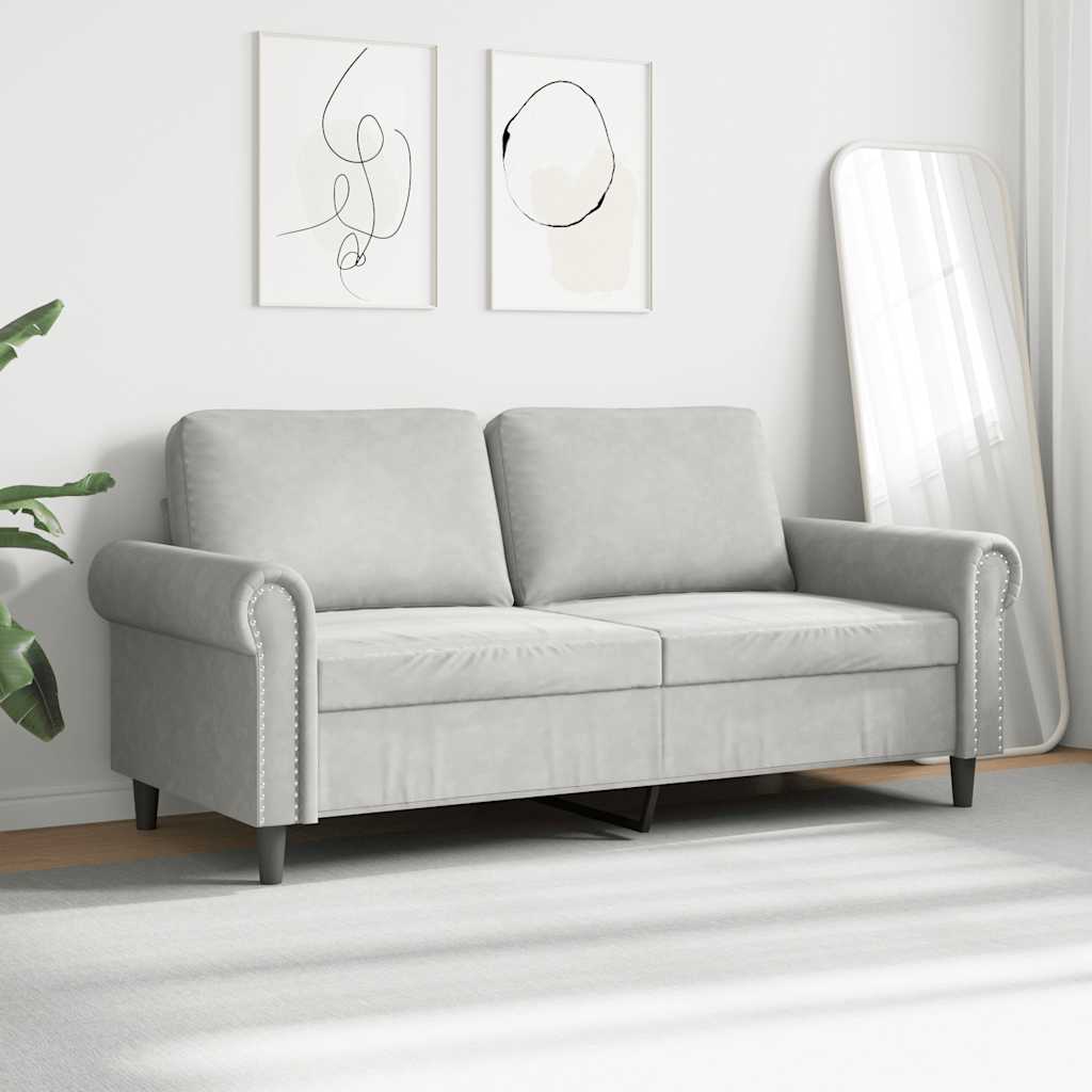 Dvivietė sofa, šviesiai pilkos spalvos, 140cm, aksomas