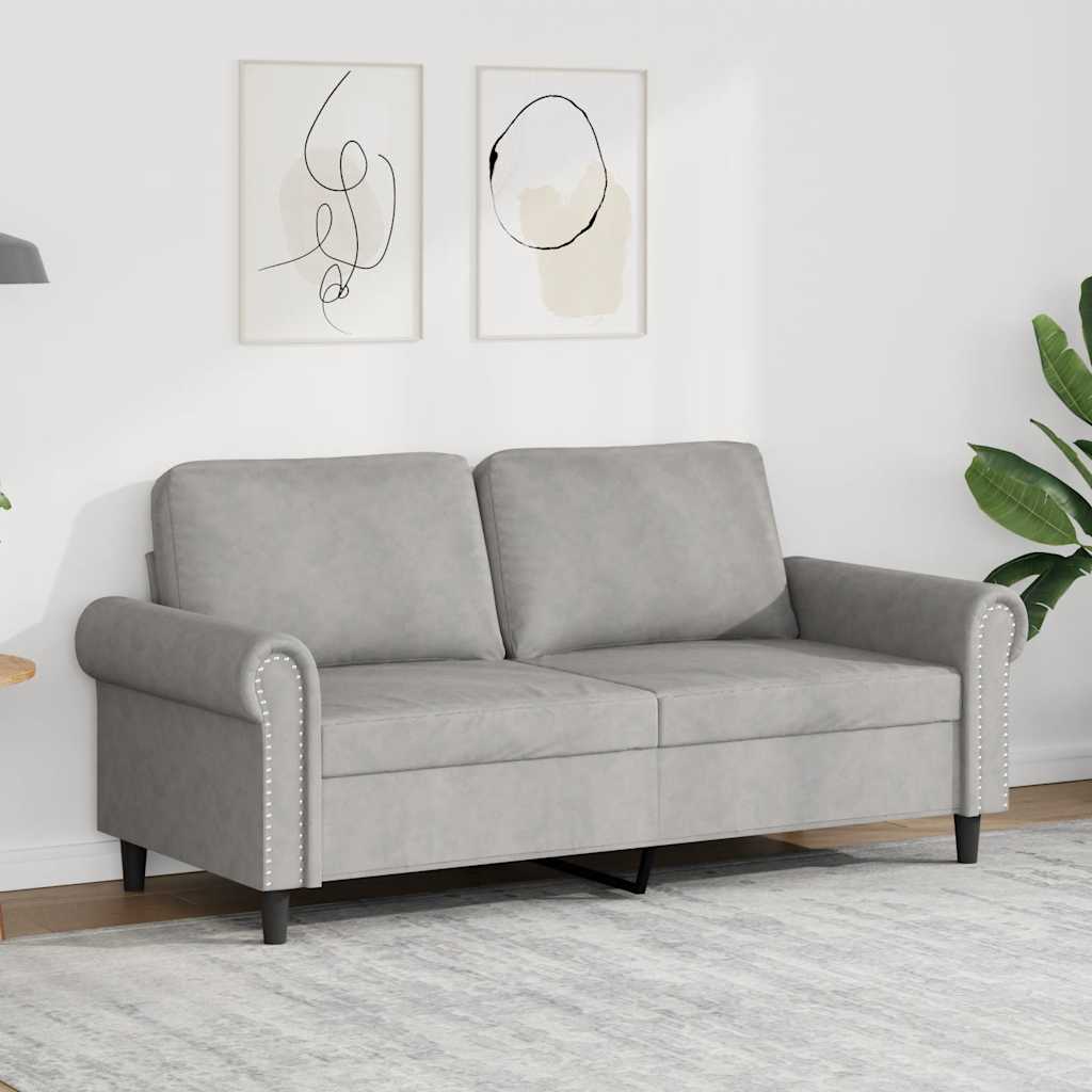 Dvivietė sofa, šviesiai pilkos spalvos, 140cm, aksomas