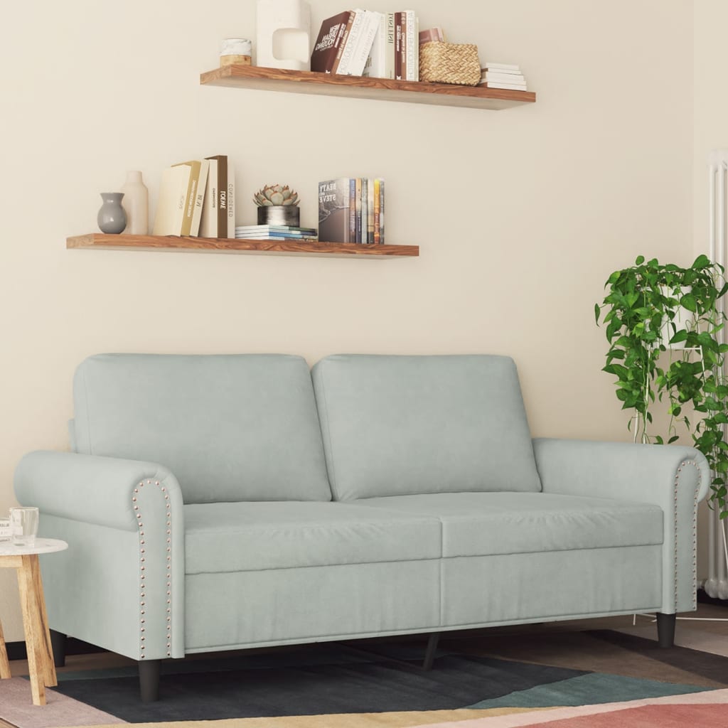 Dvivietė sofa, šviesiai pilkos spalvos, 140cm, aksomas