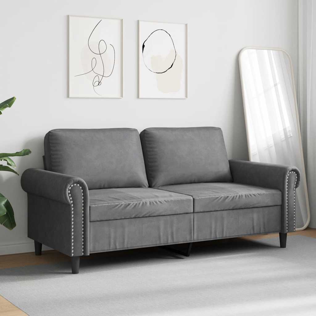 Dvivietė sofa, tamsiai pilkos spalvos, 140cm, aksomas