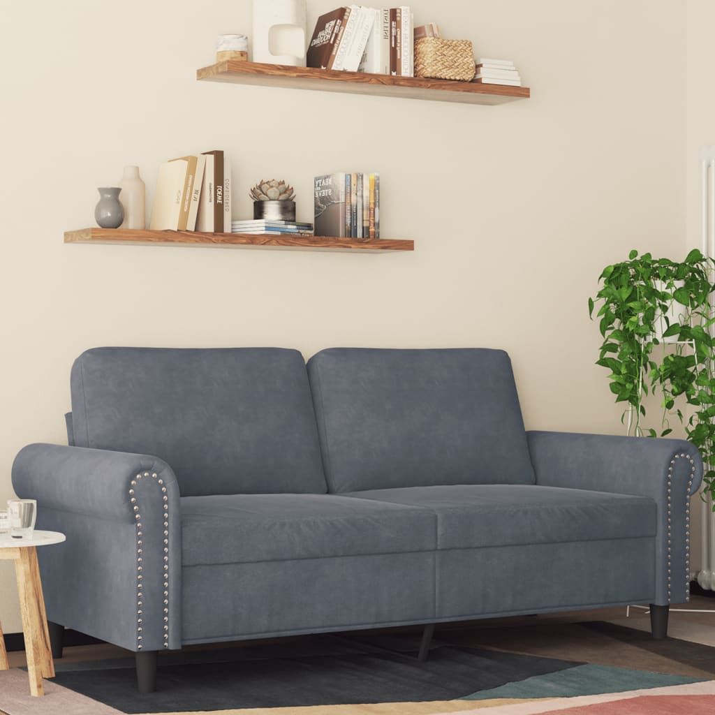 Dvivietė sofa, tamsiai pilkos spalvos, 140cm, aksomas