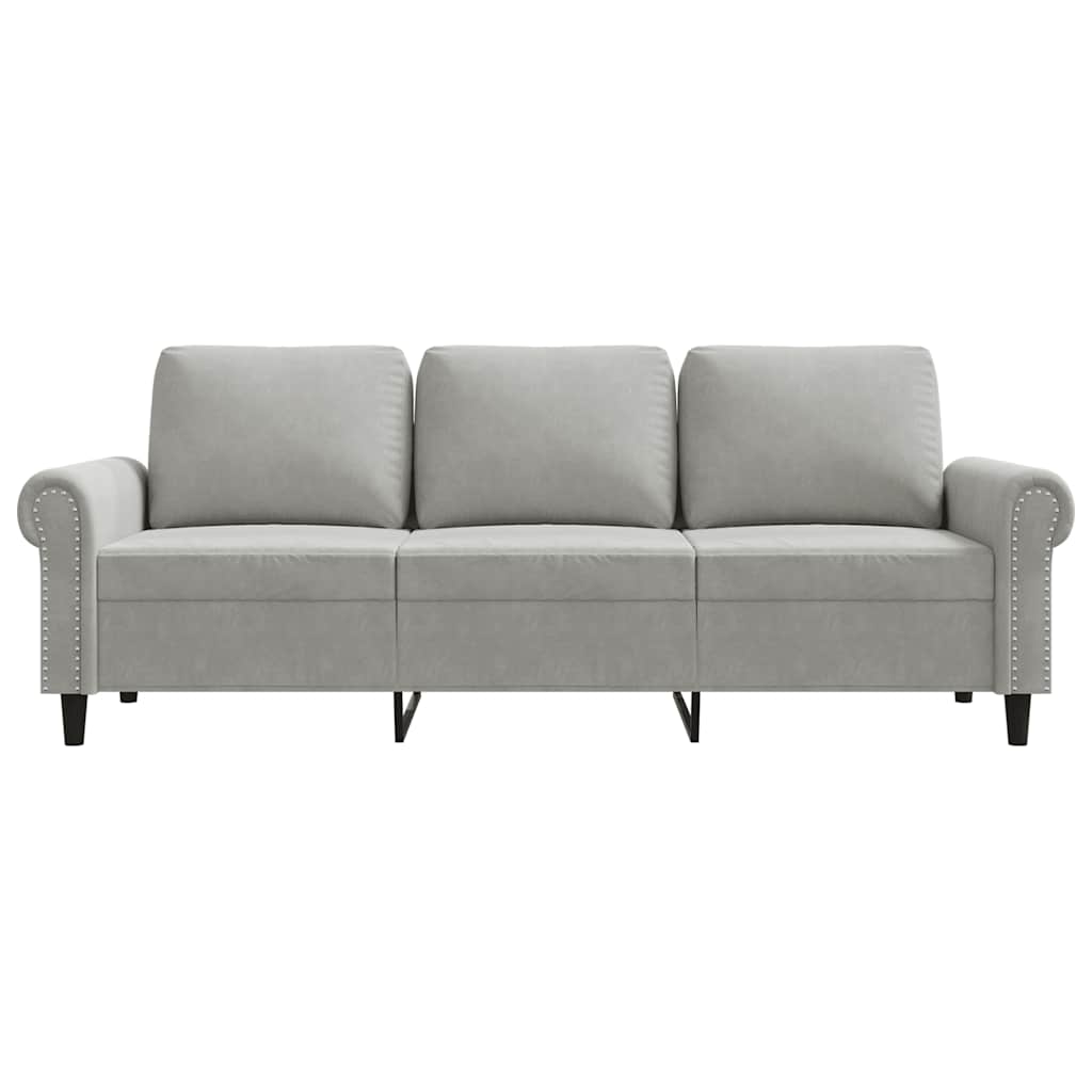 Trivietė sofa, šviesiai pilkos spalvos, 180cm, aksomas