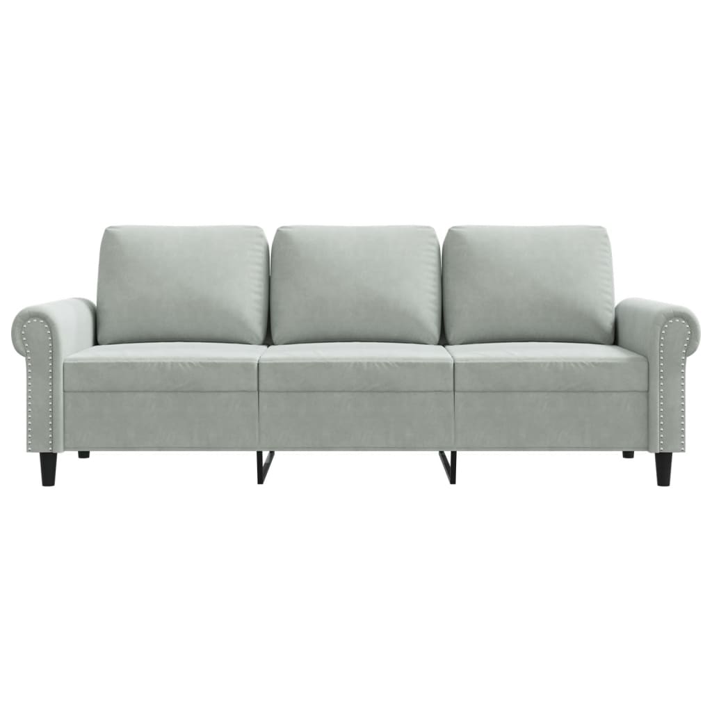 Trivietė sofa, šviesiai pilkos spalvos, 180cm, aksomas