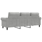 Trivietė sofa, šviesiai pilkos spalvos, 180cm, aksomas