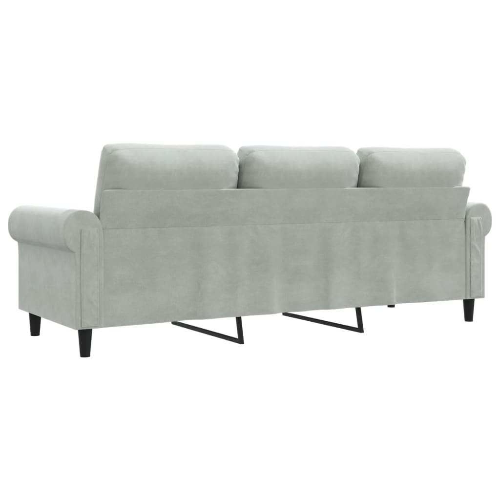 Trivietė sofa, šviesiai pilkos spalvos, 180cm, aksomas