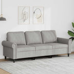 Trivietė sofa, šviesiai pilkos spalvos, 180cm, aksomas