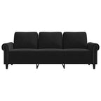 Trivietė sofa, juodos spalvos, 180cm, aksomas
