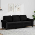 Trivietė sofa, juodos spalvos, 180cm, aksomas