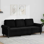 Trivietė sofa, juodos spalvos, 180cm, aksomas