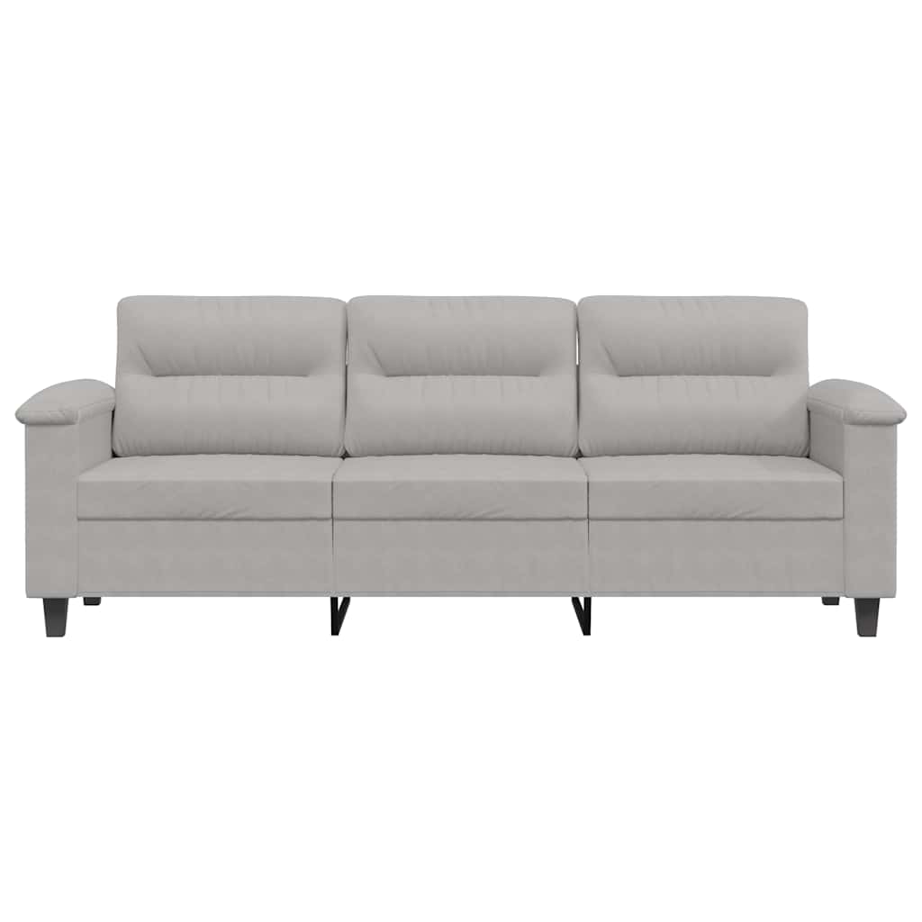 Trivietė sofa, šviesiai pilka, 180cm, mikropluošto audinys