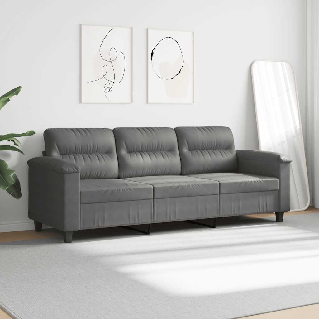 Trivietė sofa, tamsiai pilka, 180cm, mikropluošto audinys