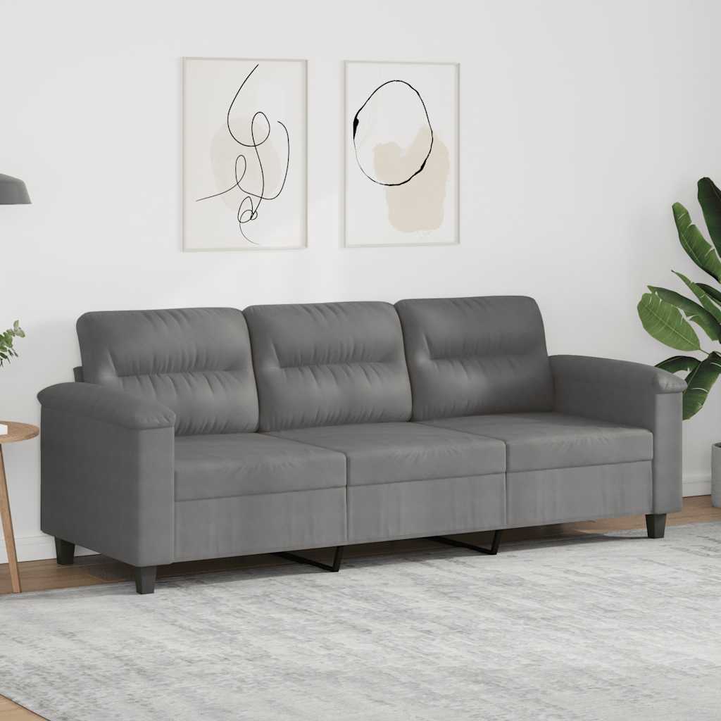Trivietė sofa, tamsiai pilka, 180cm, mikropluošto audinys