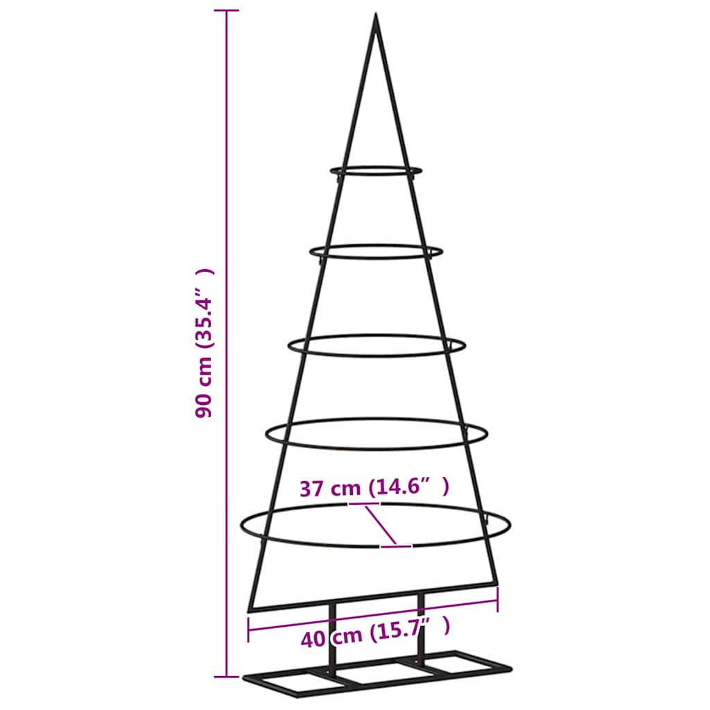 Metalinė Kalėdų eglutė, juodos spalvos, 90 cm