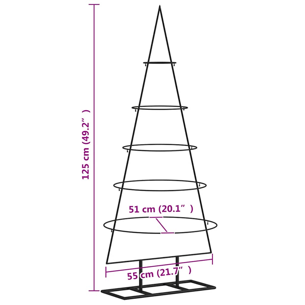 Metalinė Kalėdų eglutė, juodos spalvos, 125cm
