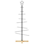 Metalinė Kalėdų eglutė su mediniu pagrindu, juoda, 120 cm