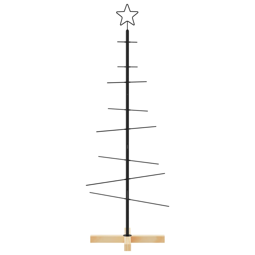 Metalinė Kalėdų eglutė su mediniu pagrindu, juoda, 120 cm