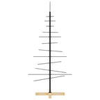 Metalinė Kalėdų eglutė su mediniu pagrindu, juoda, 120 cm