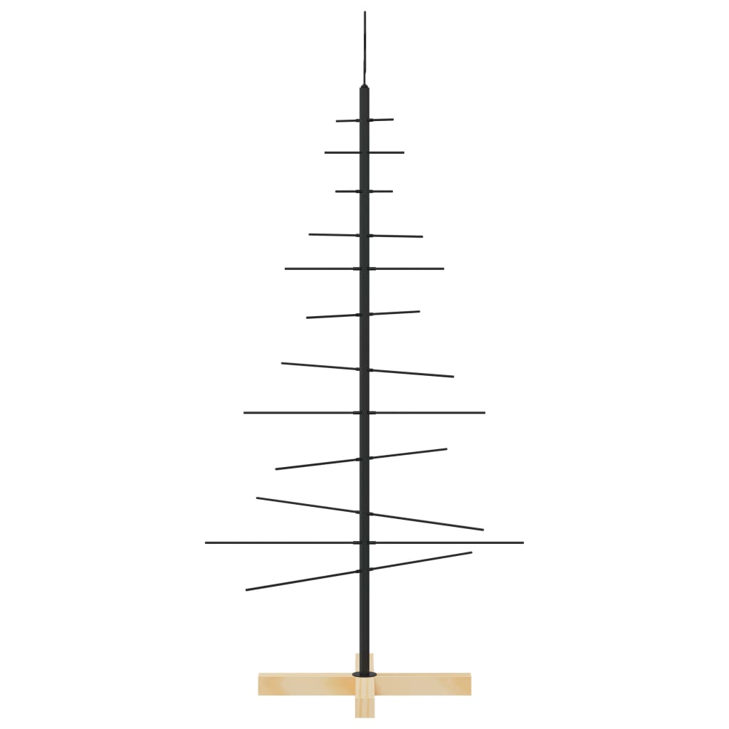 Metalinė Kalėdų eglutė su mediniu pagrindu, juoda, 120 cm