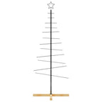 Metalinė Kalėdų eglutė su mediniu pagrindu, juoda, 150 cm