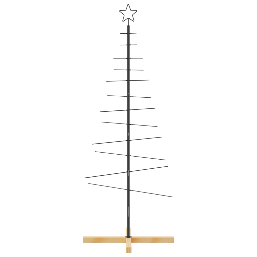 Metalinė Kalėdų eglutė su mediniu pagrindu, juoda, 150 cm
