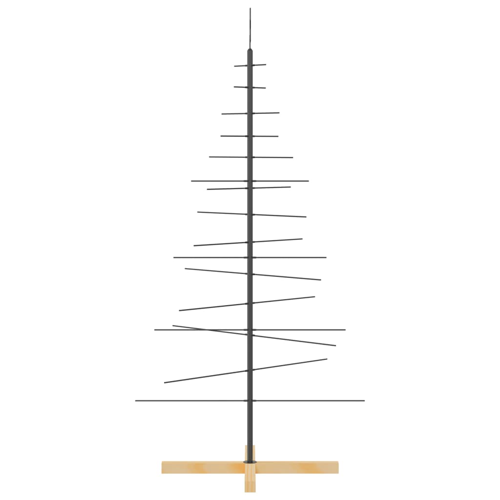 Metalinė Kalėdų eglutė su mediniu pagrindu, juoda, 150 cm