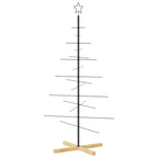 Metalinė Kalėdų eglutė su mediniu pagrindu, juoda, 150 cm