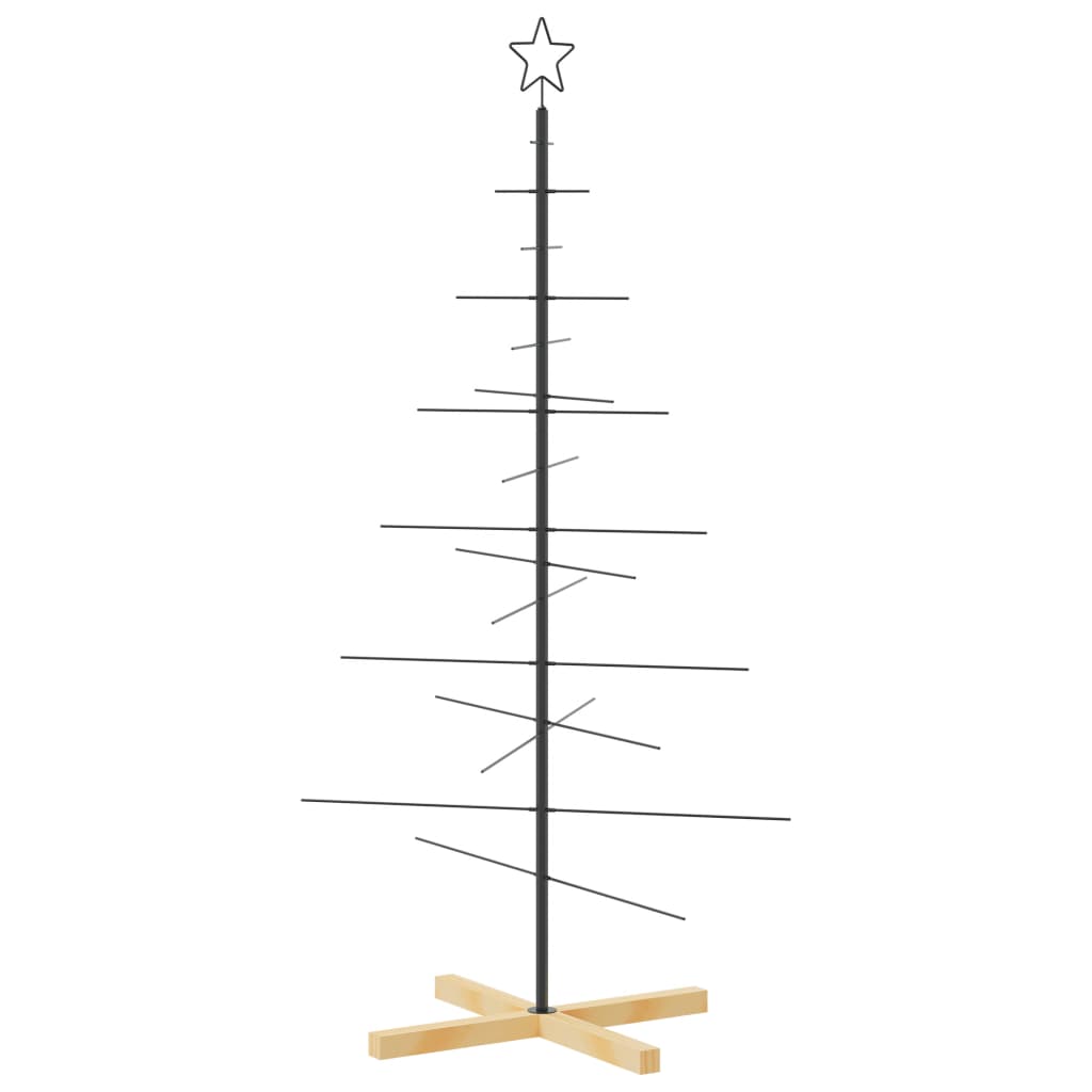 Metalinė Kalėdų eglutė su mediniu pagrindu, juoda, 150 cm