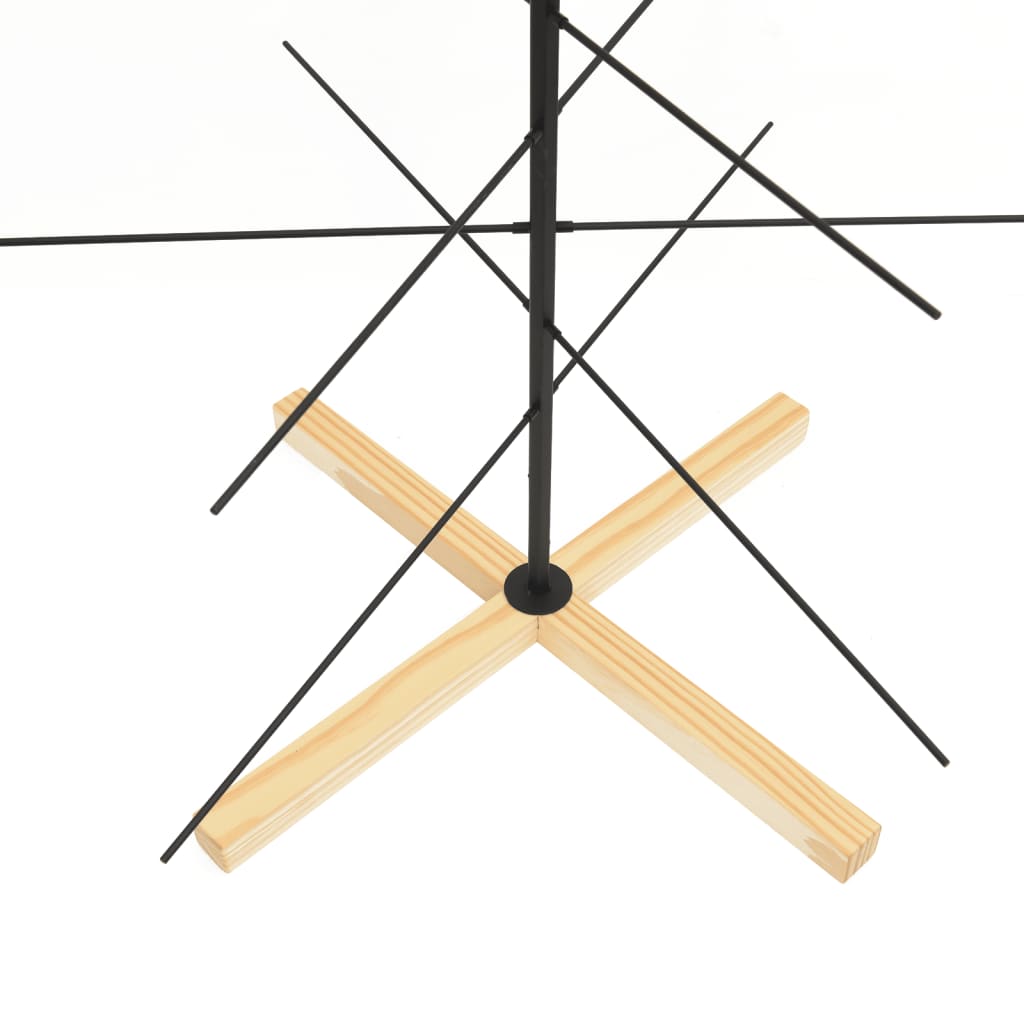 Metalinė Kalėdų eglutė su mediniu pagrindu, juoda, 150 cm