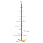 Metalinė Kalėdų eglutė su mediniu pagrindu, juoda, 180cm