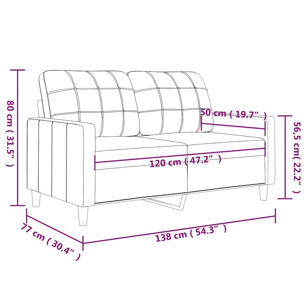 Dvivietė sofa, kreminės spalvos, 120cm, audinys