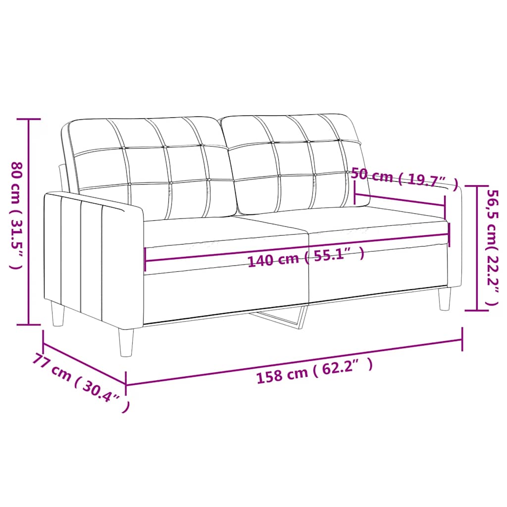 Dvivietė sofa, tamsiai pilkos spalvos, 140cm, audinys