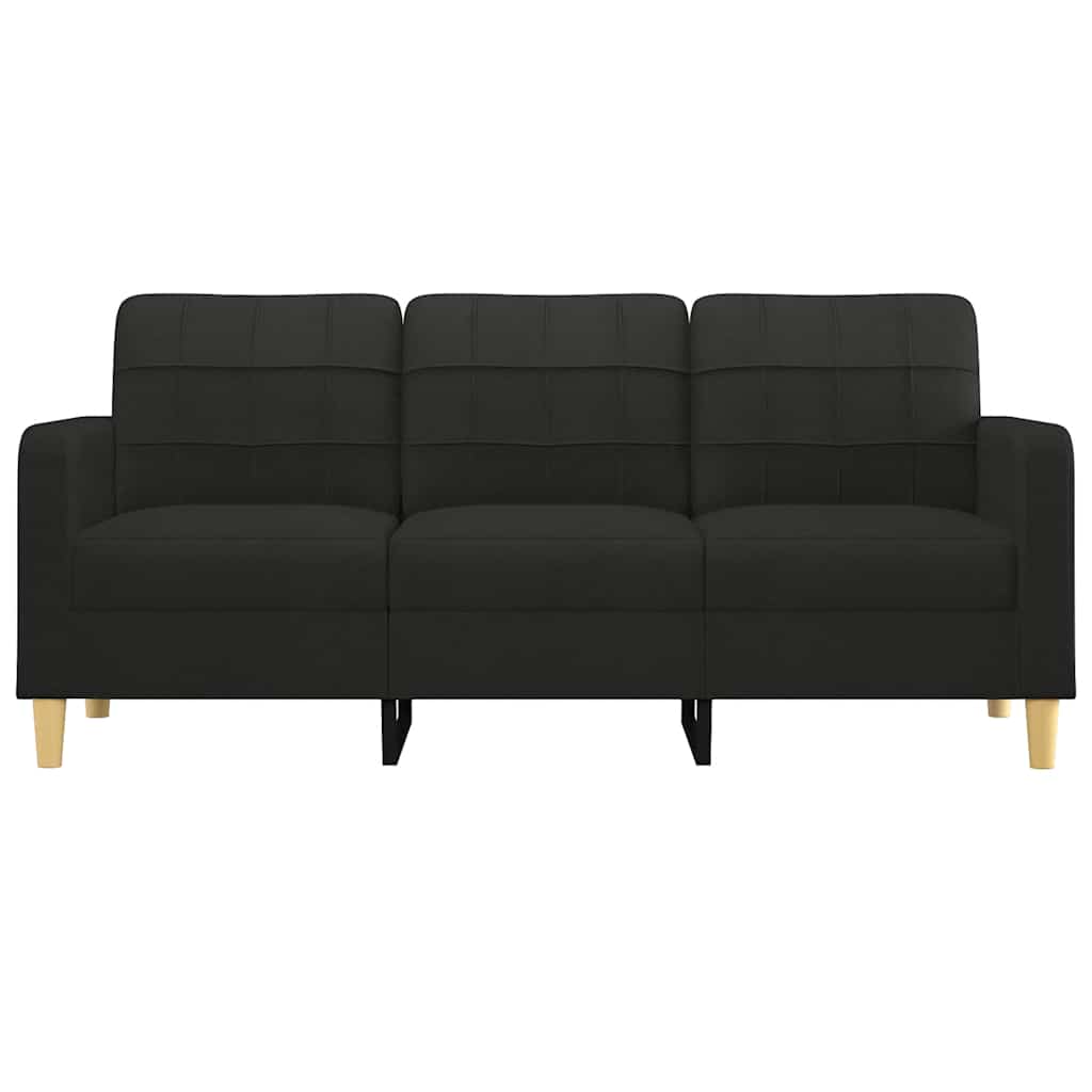 Trivietė sofa, juodos spalvos, 180cm, audinys