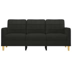 Trivietė sofa, juodos spalvos, 180cm, audinys
