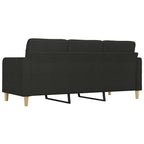 Trivietė sofa, juodos spalvos, 180cm, audinys