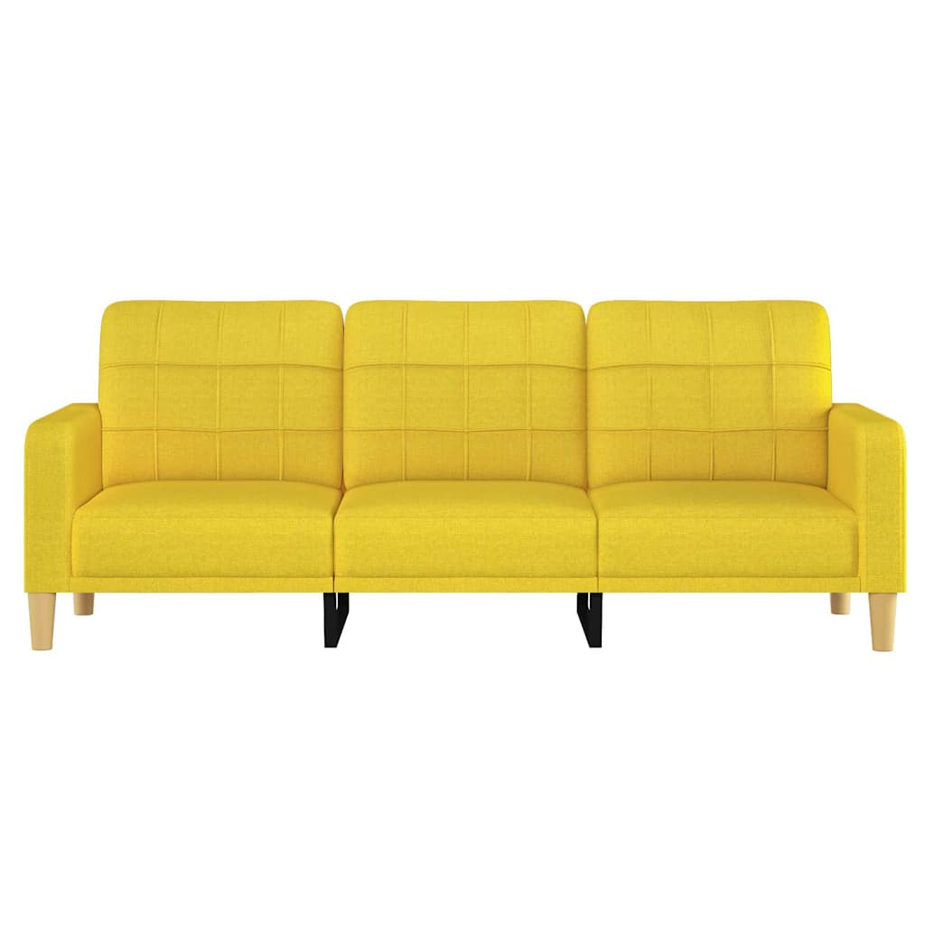 Trivietė sofa, šviesiai geltonos spalvos, 180cm, audinys