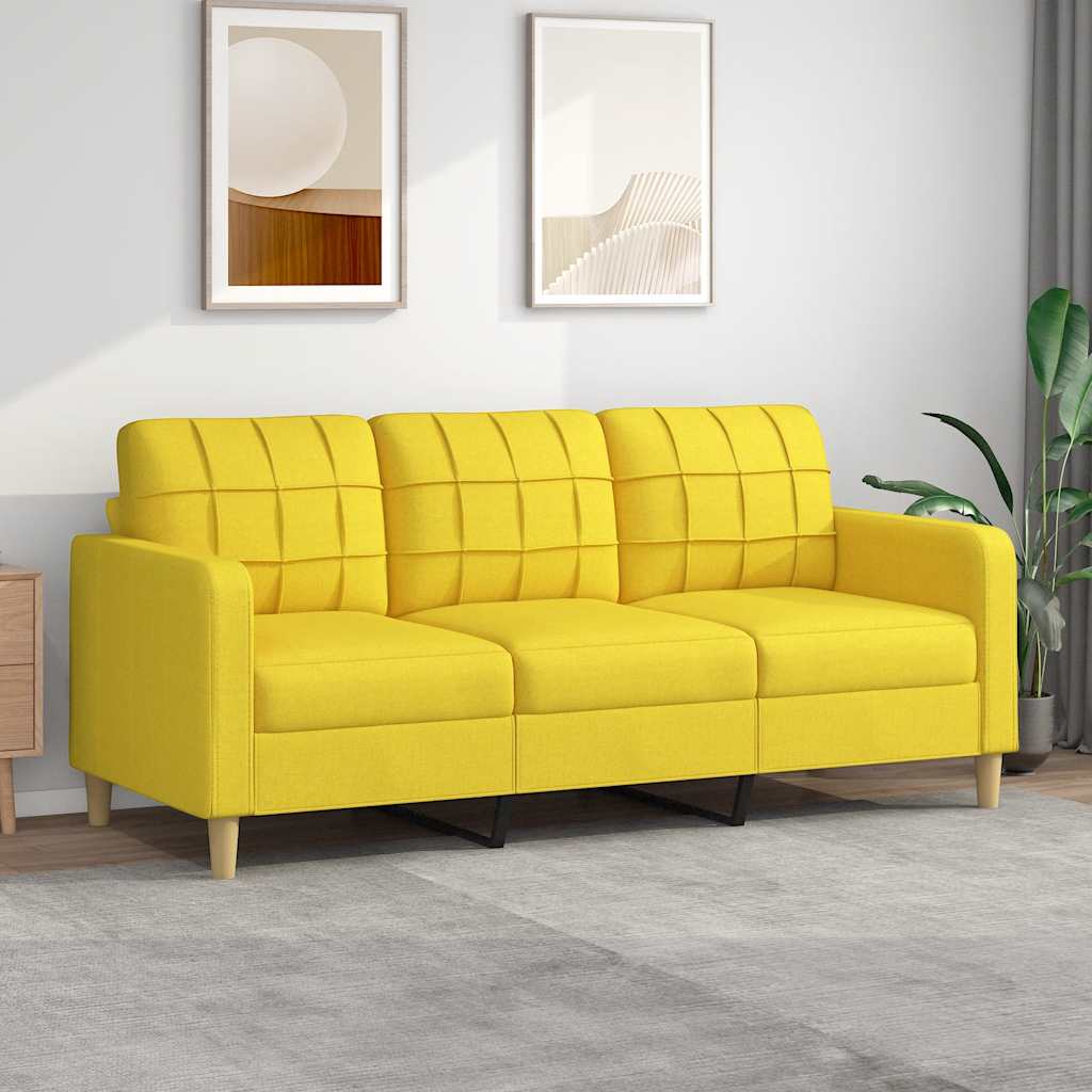 Trivietė sofa, šviesiai geltonos spalvos, 180cm, audinys