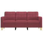 Trivietė sofa, raudonojo vyno spalvos, 180cm, audinys