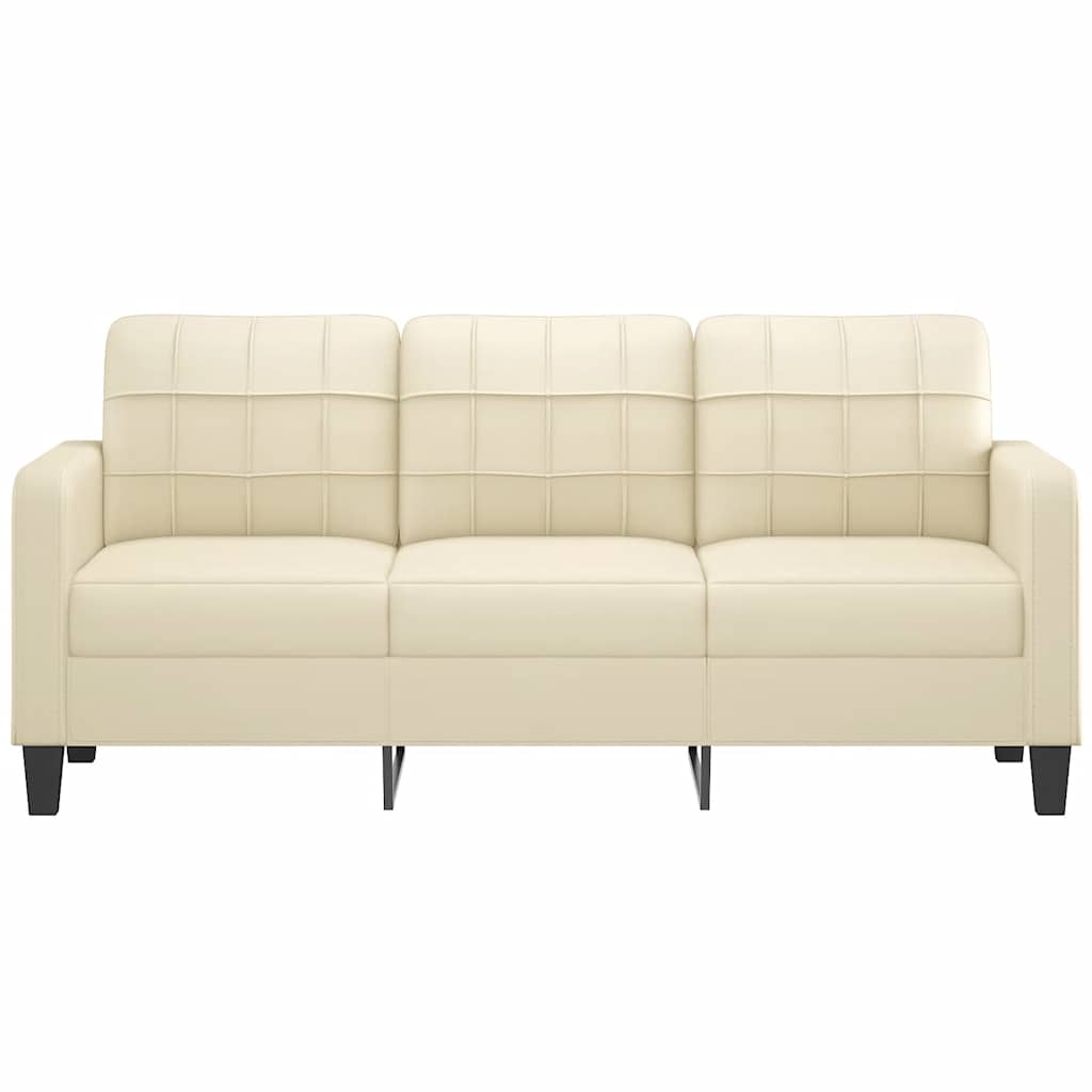 Trivietė sofa, kreminės spalvos, 180cm, dirbtinė oda