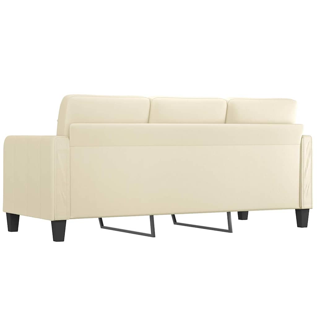 Trivietė sofa, kreminės spalvos, 180cm, dirbtinė oda
