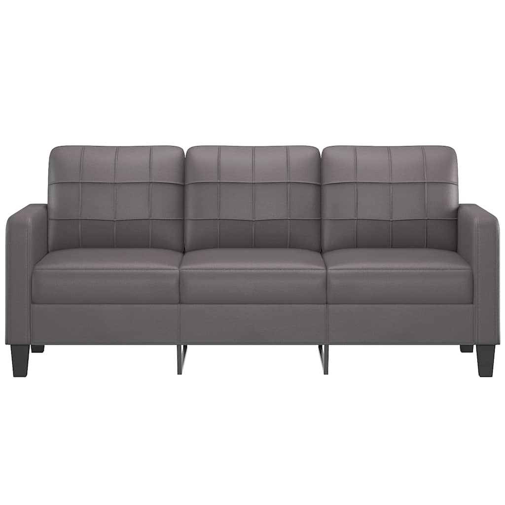 Trivietė sofa, pilkos spalvos, 180cm, dirbtinė oda