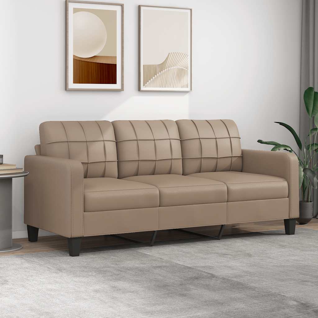Trivietė sofa, kapučino spalvos, 180cm, dirbtinė oda